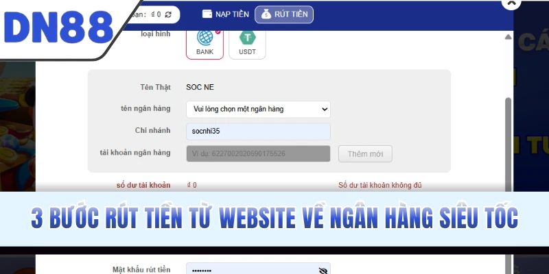 3 bước rút tiền từ website về ngân hàng siêu tốc